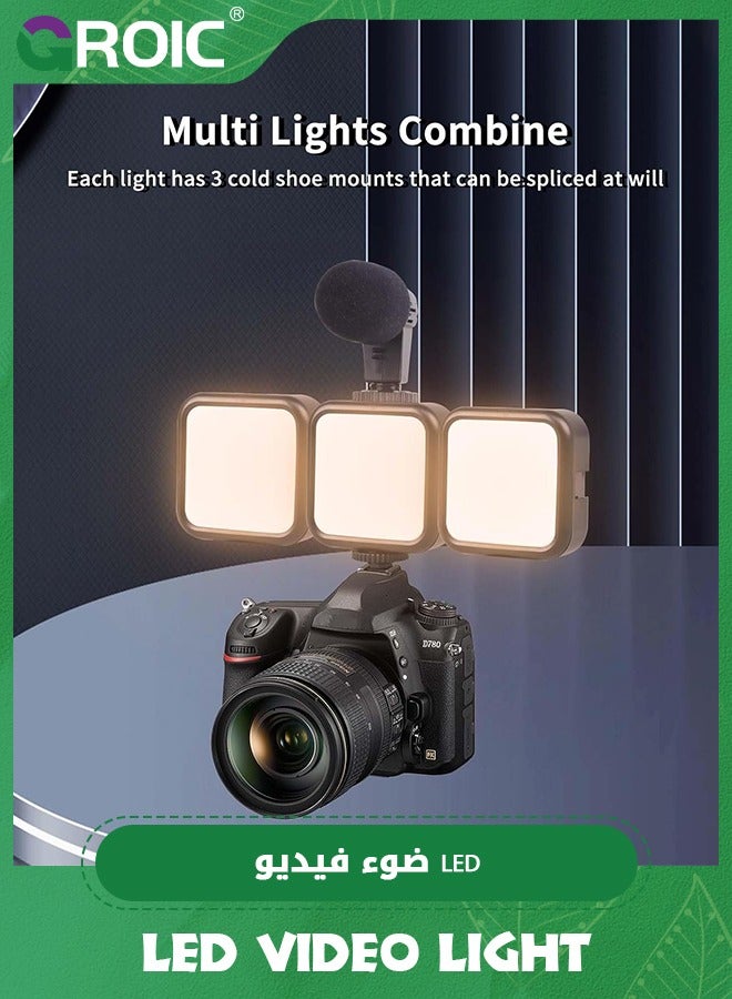 LED Video Light, Portable Camera Lights for Photography Cold Shoe On-Camera Video Lights, CRI 95+ 3000-5500K Rechargeable 1200mAh Ultra Bright Photo and Video Lighting for DSLR Camera