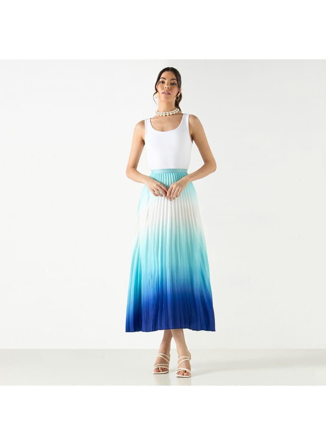 Iconic Ombre Pleated Skirt with Elasticated Waistband