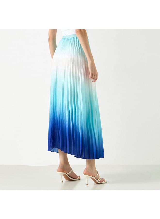 Iconic Ombre Pleated Skirt with Elasticated Waistband