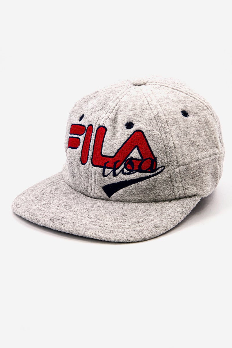 Men Retro Vintage USA Logo Cap, Grey