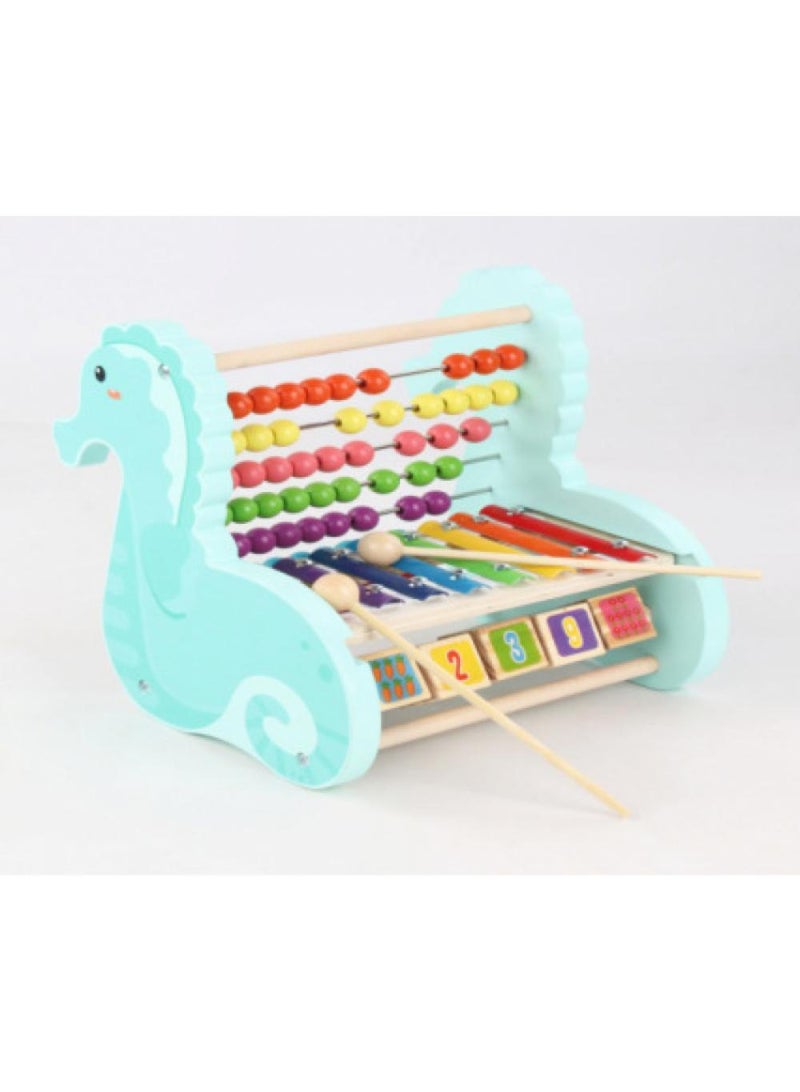 Wooden Hippocampus Functional Calculation Frame For Children Children's Early Education Puzzle Toys
