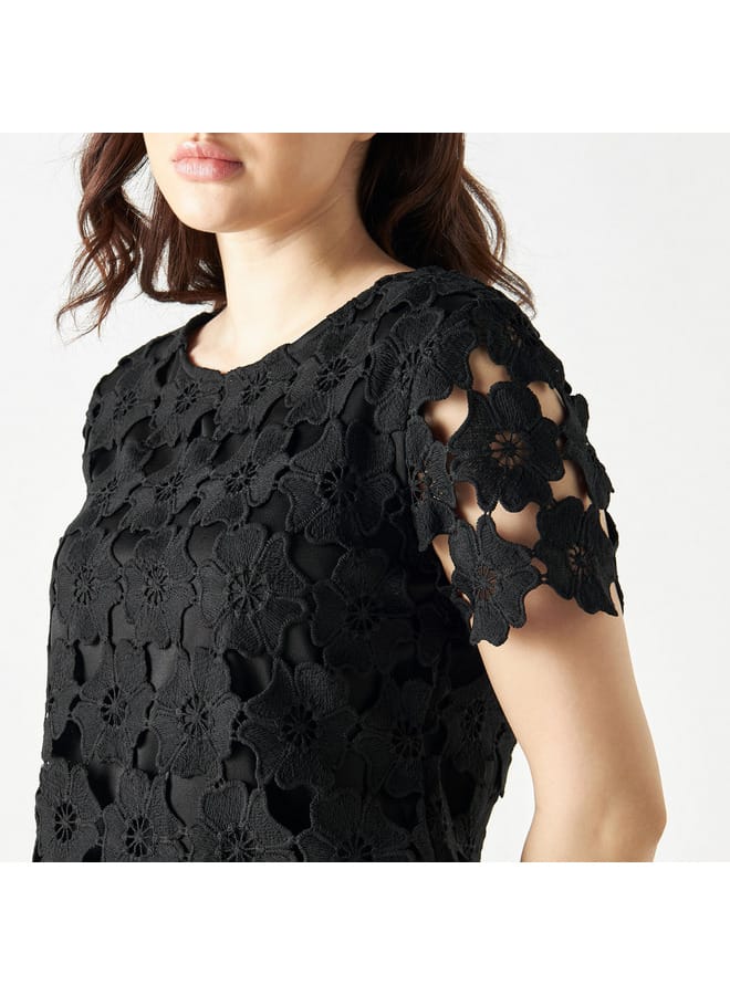 2Xtremz Floral Lace Top with Short Sleeves