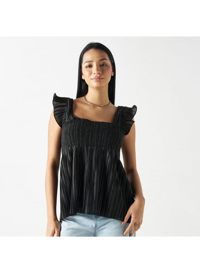 2Xtremz Textured Square Neck Sleeveless Top