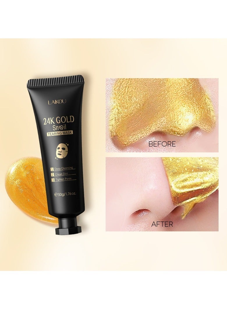 LAIKOU Gold Foil Snail Peel-Off Mask, 50g, Pore-Cleaning Skin Care