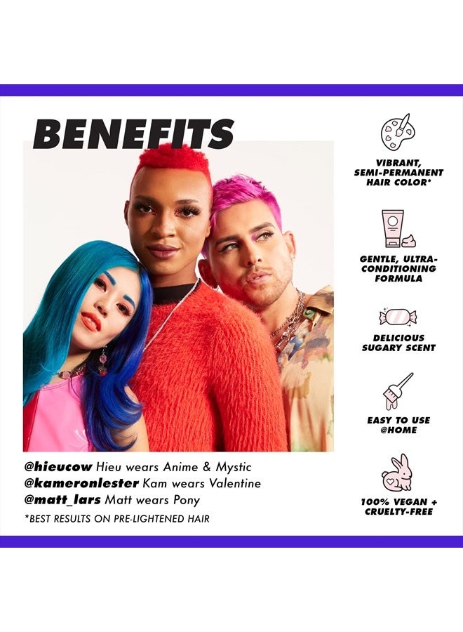 Unicorn Hair Dye Full Coverage, Blue Smoke (Steel Blue) - Vegan and Cruelty Free Semi-Permanent Hair Color Conditions & Moisturizes - Temporary Blue Hair Dye With Sugary Citrus Vanilla Scen