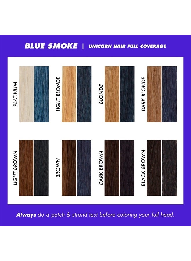 Unicorn Hair Dye Full Coverage, Blue Smoke (Steel Blue) - Vegan and Cruelty Free Semi-Permanent Hair Color Conditions & Moisturizes - Temporary Blue Hair Dye With Sugary Citrus Vanilla Scen