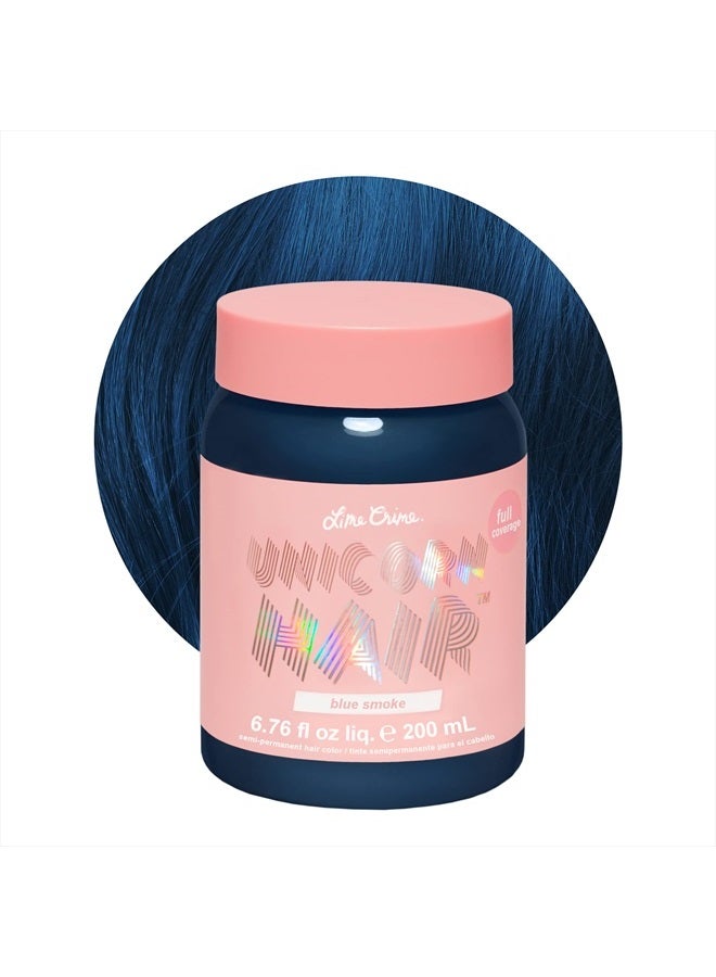 Unicorn Hair Dye Full Coverage, Blue Smoke (Steel Blue) - Vegan and Cruelty Free Semi-Permanent Hair Color Conditions & Moisturizes - Temporary Blue Hair Dye With Sugary Citrus Vanilla Scen