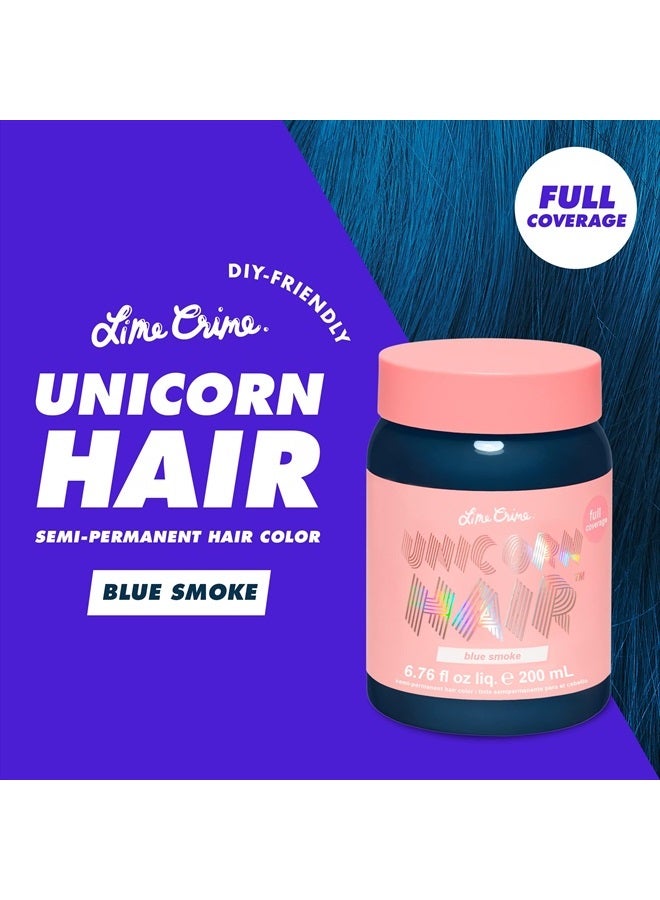 Unicorn Hair Dye Full Coverage, Blue Smoke (Steel Blue) - Vegan and Cruelty Free Semi-Permanent Hair Color Conditions & Moisturizes - Temporary Blue Hair Dye With Sugary Citrus Vanilla Scen