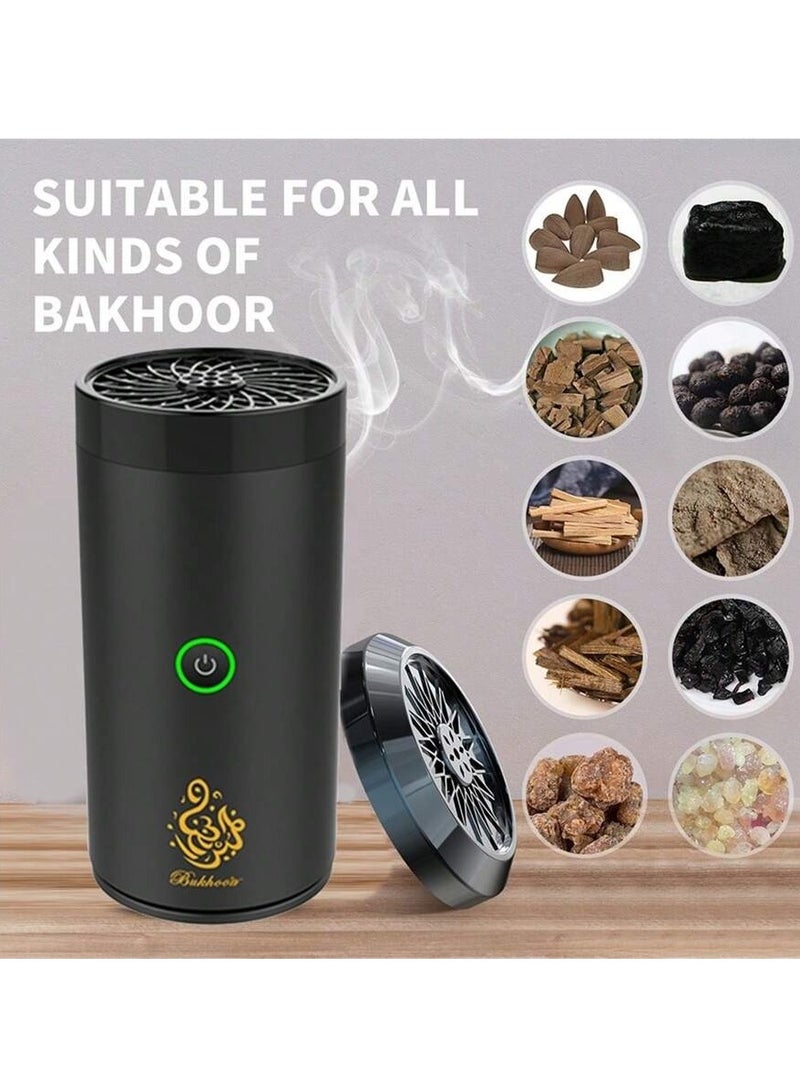 Juud Portable Electronic Incense Burner With USB Rechargeable Arabian Bakhoor Burner for Home Car and Personal Use-Multipurpose Aroma Diffuser-Fragrance Aromatherapy Ideal for Muslim Ramadan & Daily Use