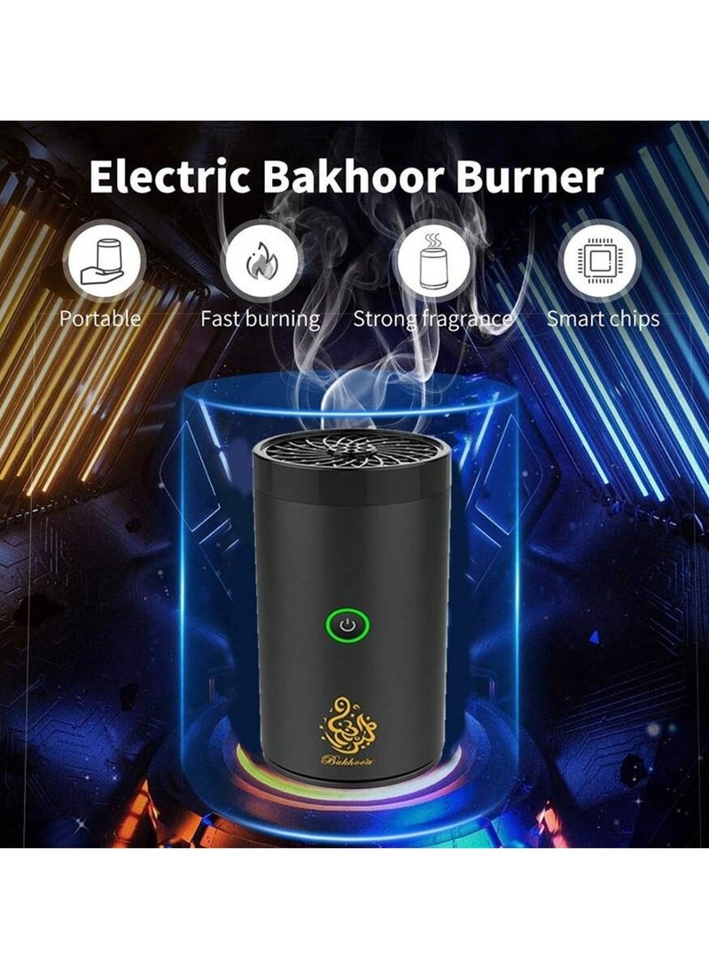 Juud Portable Electronic Incense Burner With USB Rechargeable Arabian Bakhoor Burner for Home Car and Personal Use-Multipurpose Aroma Diffuser-Fragrance Aromatherapy Ideal for Muslim Ramadan & Daily Use