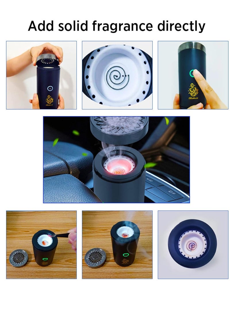 Juud Portable Electronic Incense Burner With USB Rechargeable Arabian Bakhoor Burner for Home Car and Personal Use-Multipurpose Aroma Diffuser-Fragrance Aromatherapy Ideal for Muslim Ramadan & Daily Use