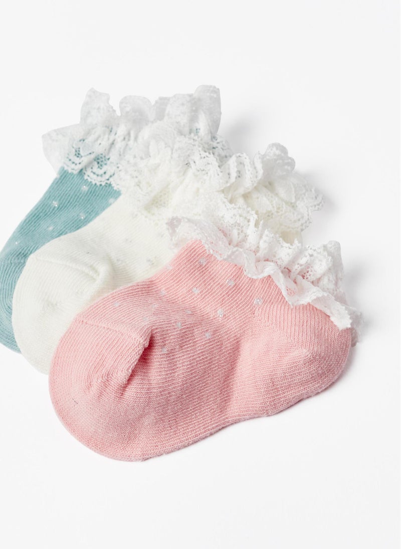 Zippy Pack 3 Pairs Of Socks With Lace And Lurex For Baby Girls