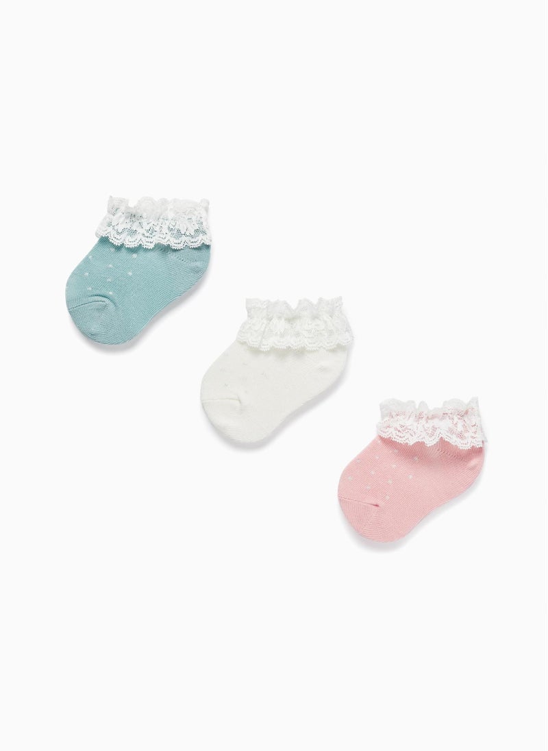 Zippy Pack 3 Pairs Of Socks With Lace And Lurex For Baby Girls