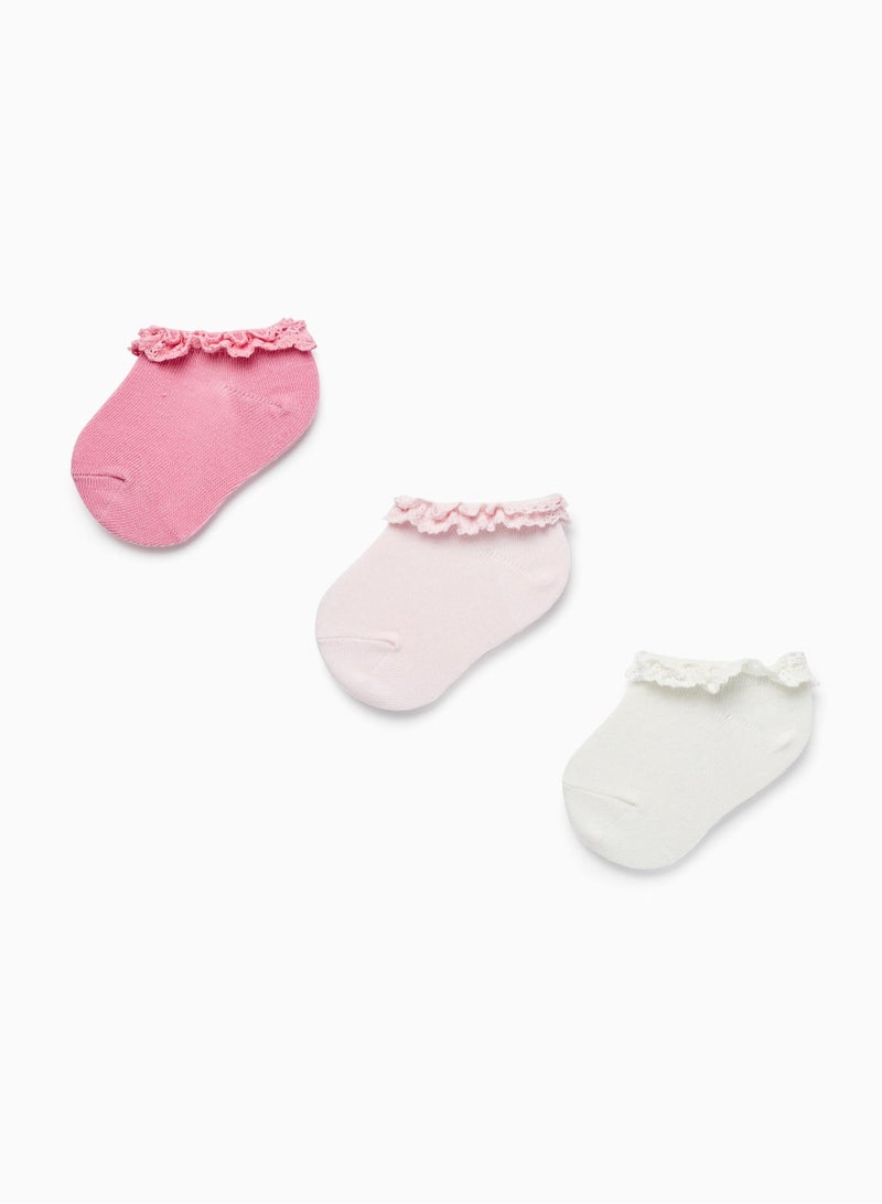 Zippy Pack Of 3 Pairs Of Socks With Lace For Baby Girls