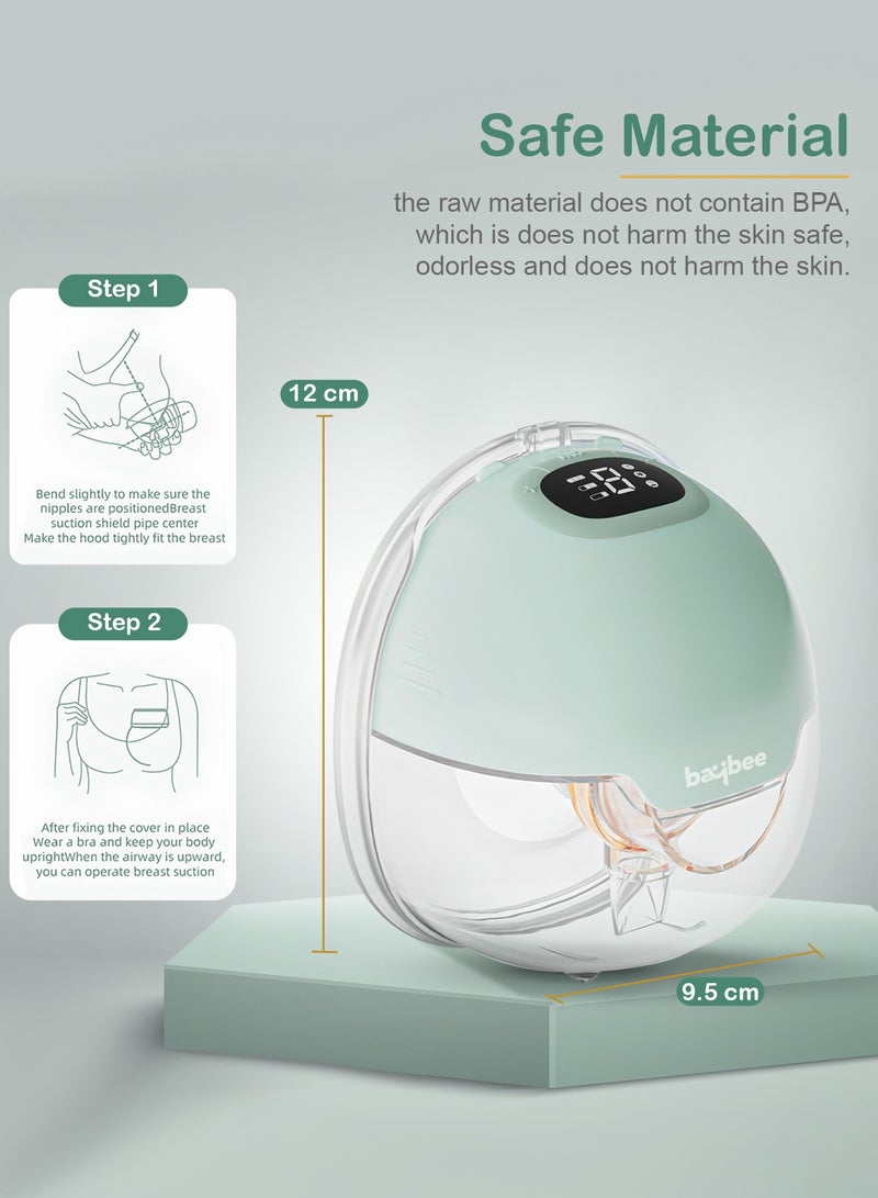 Baybee Slim Wearable Electric Breast Pump for Feeding Mothers, Hands Free Automatic Breast Pump Electrical with Lactation, Milk Suction & Massage Modes, 9 Level Suction Adjustment, 150ml Storage
