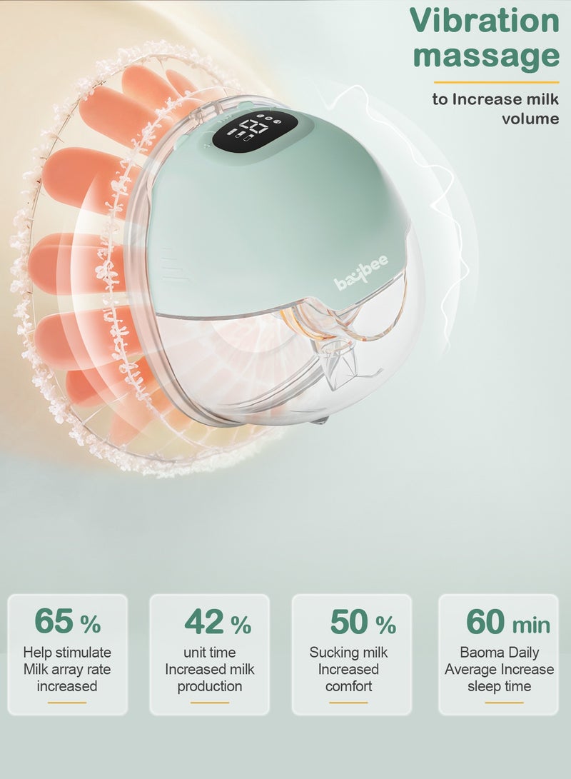 Baybee Slim Wearable Electric Breast Pump for Feeding Mothers, Hands Free Automatic Breast Pump Electrical with Lactation, Milk Suction & Massage Modes, 9 Level Suction Adjustment, 150ml Storage