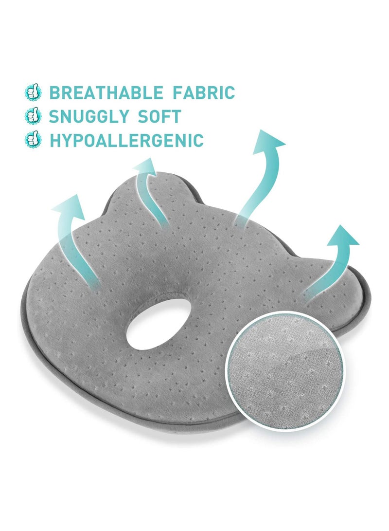 Breathable Baby Head Shaping Pillow with Neck Support - 3D Memory Foam Infant Pillow for Newborns and Toddlers.