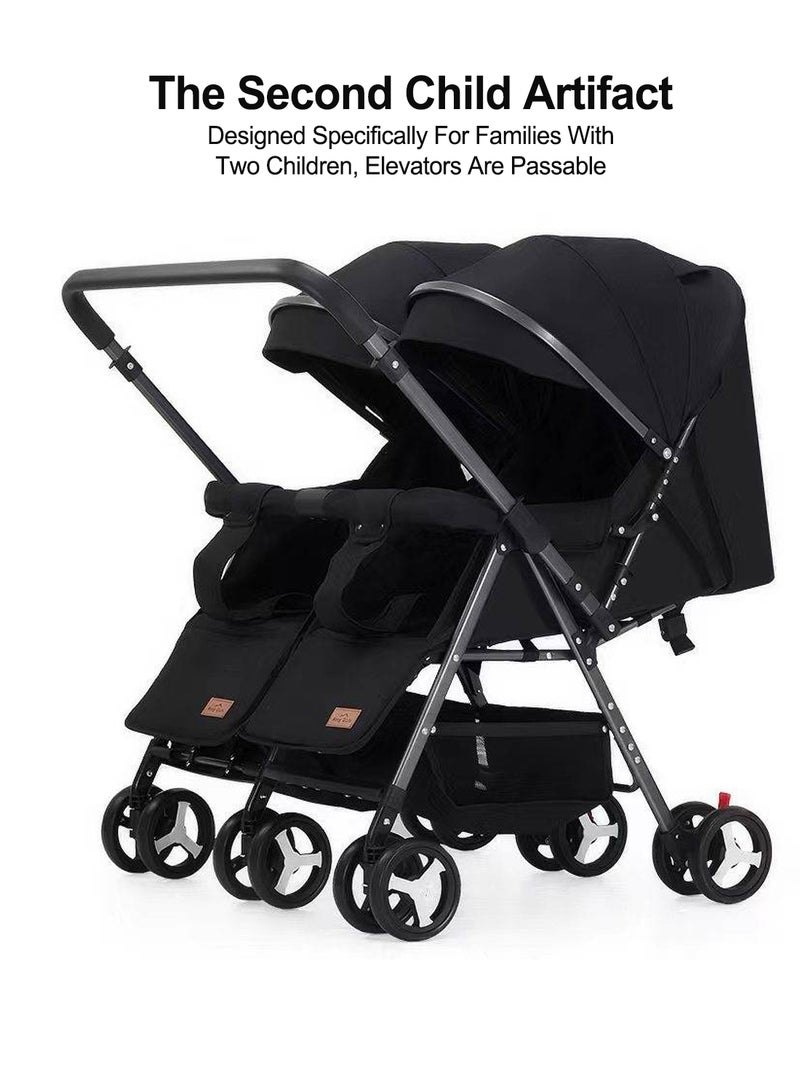 Twin Stroller,Side By Side Double Light Stroller, Easy Fold Travel Stroller With Storage Basket, From Birth To 24 Months