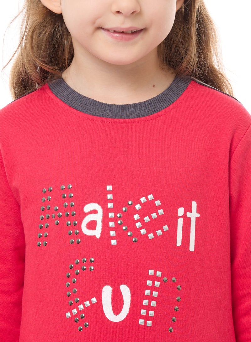 A-Line Dress with Studs and Tape on Sleeves