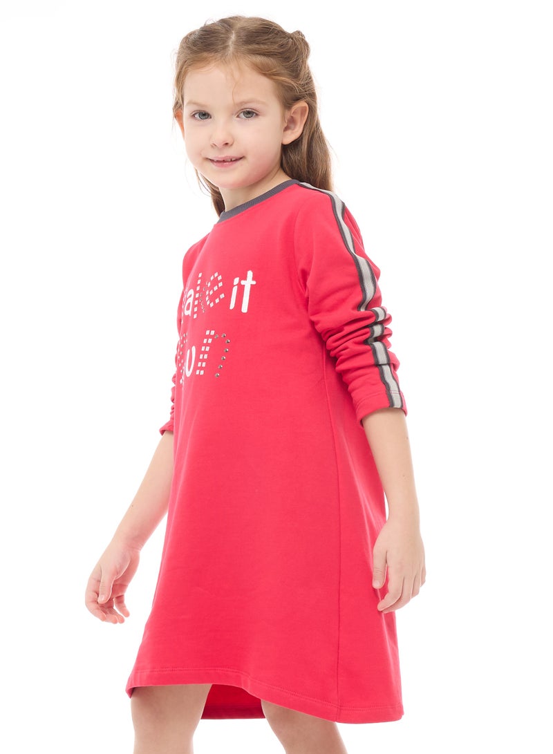 A-Line Dress with Studs and Tape on Sleeves
