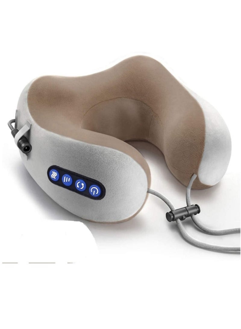 Electric Travel Neck Massage Pillow, U-Shaped Memory Foam Kneading Head & Neck Support Pollow, For Pain Relief, For Airplane, Train, Bus, Car Travel