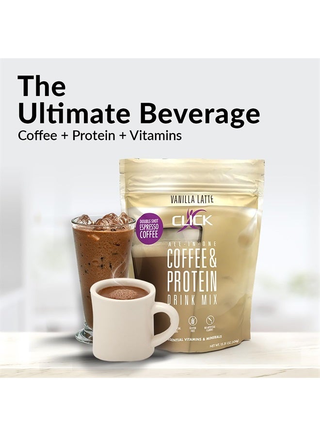 Click Coffee Protein Powder | Double Shot Espresso | 16g Protein | 23 Essential Vitamins | Low Calorie Meal Replacement | 150mg Caffeine | Gluten Free | No Artificial Flavors or Colors | Vanilla