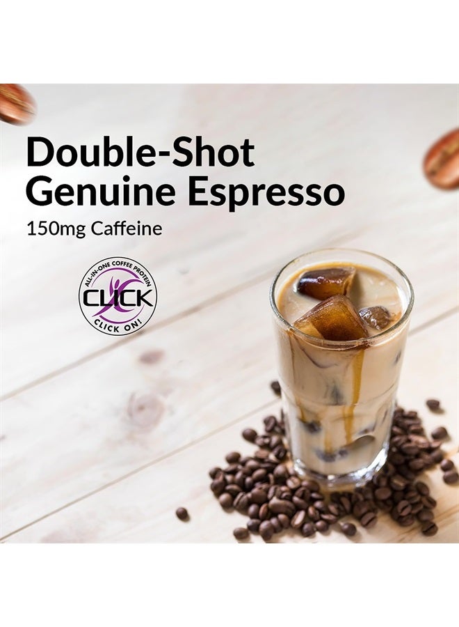 Click Coffee Protein Powder | Double Shot Espresso | 16g Protein | 23 Essential Vitamins | Low Calorie Meal Replacement | 150mg Caffeine | Gluten Free | No Artificial Flavors or Colors | Vanilla