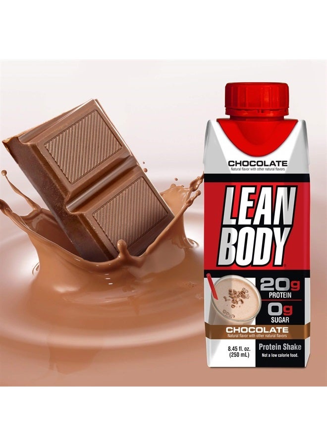 Lean Body Ready-to-Drink Chocolate Shake, 20g Protein, Whey Blend, 0 Sugar, Gluten Free, 22 Vitamins & Minerals, (Recyclable Carton & Lid - Pack of 4)