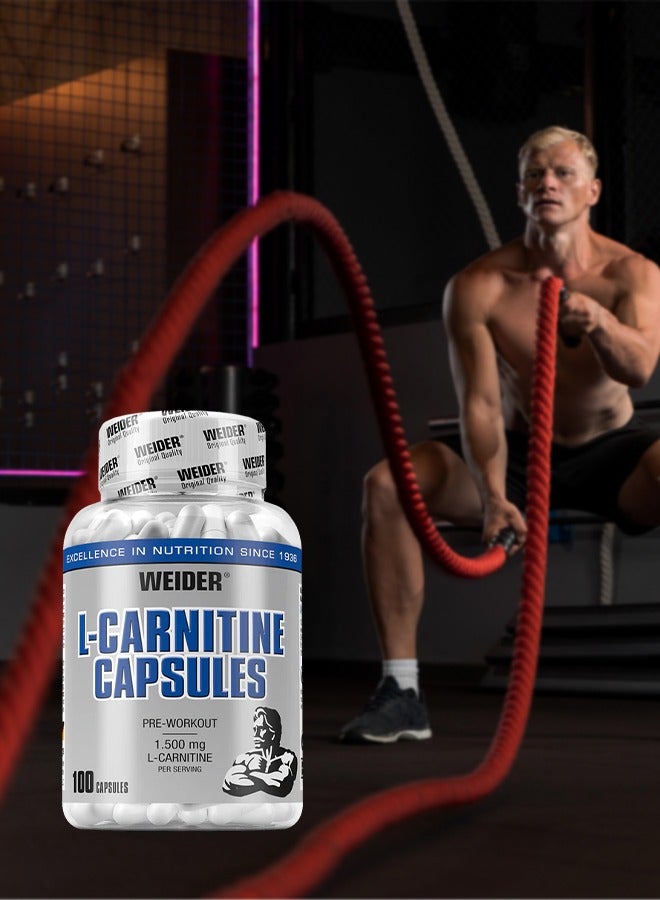 L-Carnitine – 100 Capsules – Fat Metabolism & Energy Booster for Weight Management