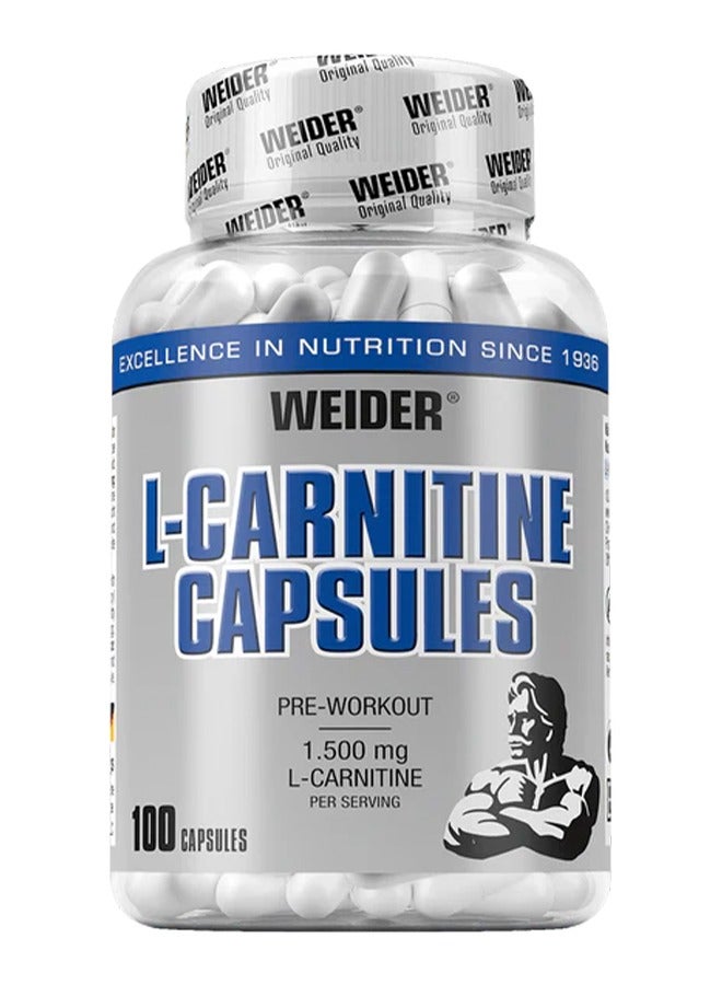 L-Carnitine – 100 Capsules – Fat Metabolism & Energy Booster for Weight Management