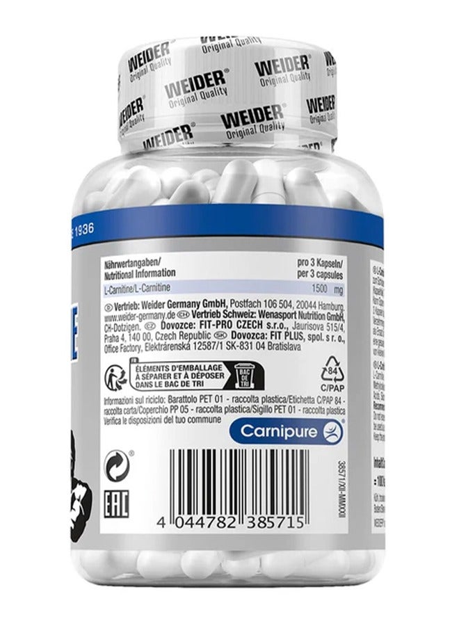 L-Carnitine – 100 Capsules – Fat Metabolism & Energy Booster for Weight Management