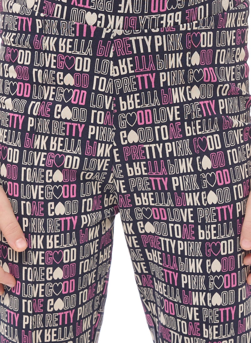 Glitter Printed Embellished Top With Printed Flared Leggings