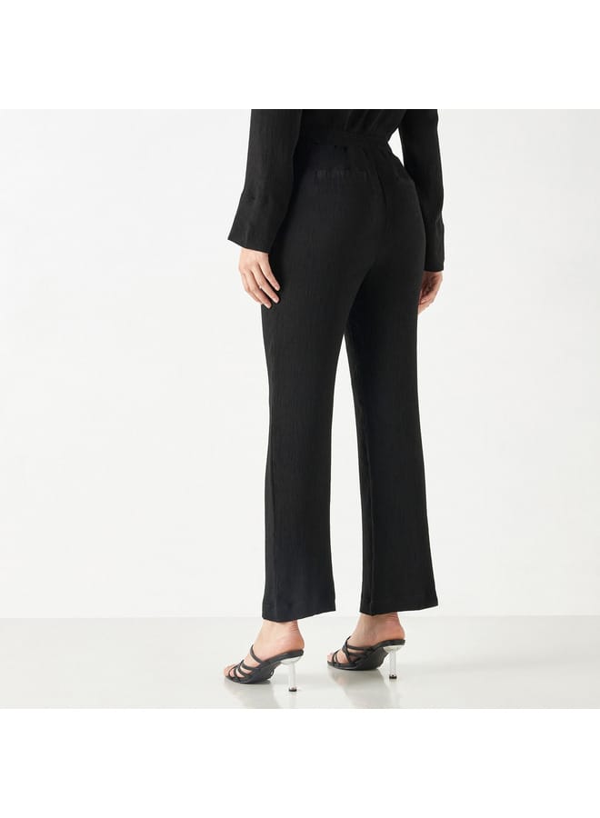 Iconic Textured Pants with Elasticated Waistband and Pockets