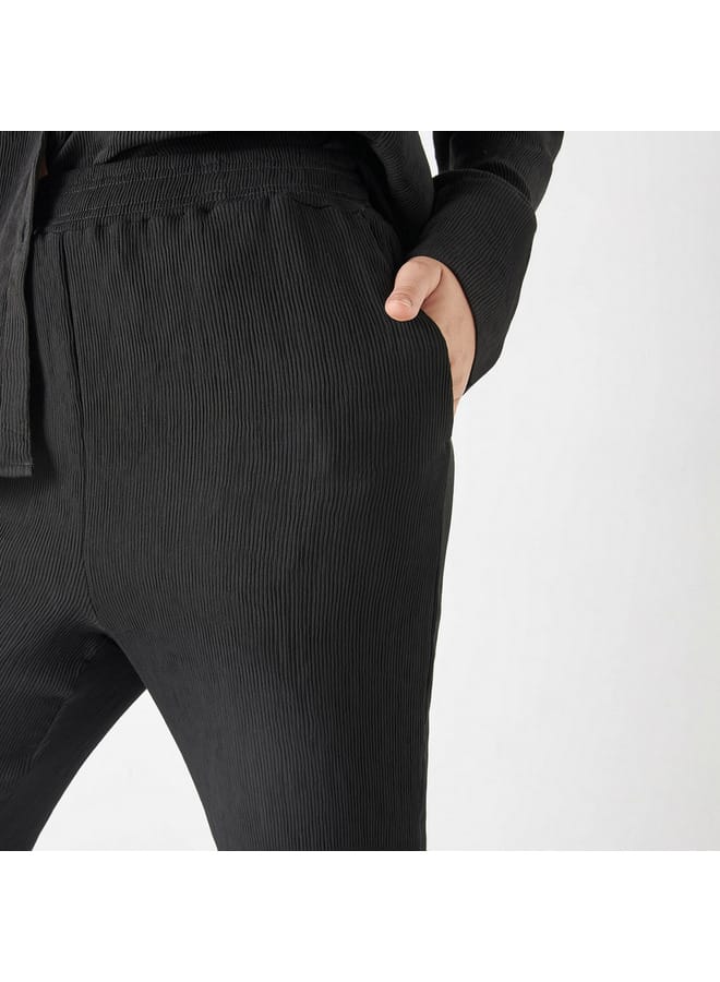 Iconic Textured Pants with Elasticated Waistband and Pockets