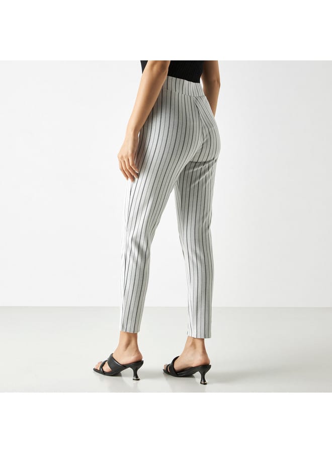 Striped Jacquard Treggings with Elasticised Waistband