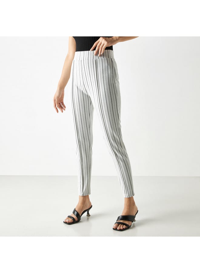 Striped Jacquard Treggings with Elasticised Waistband