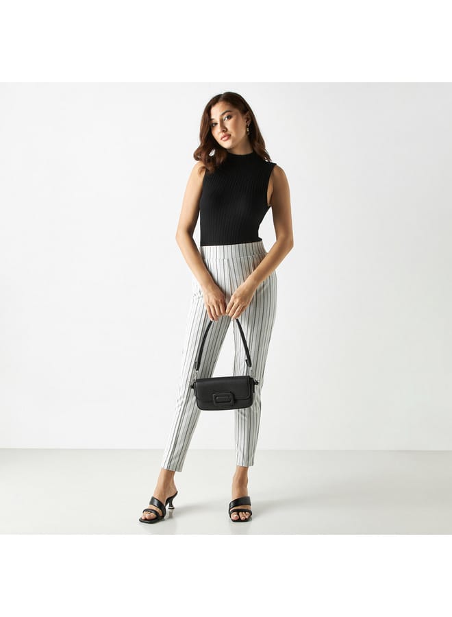 Striped Jacquard Treggings with Elasticised Waistband