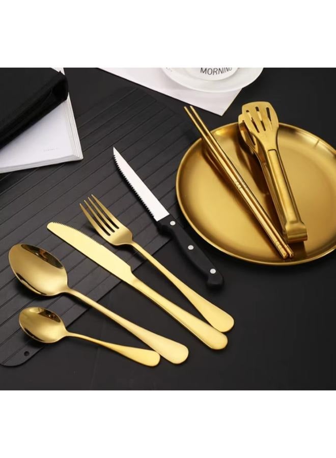 Camping Cutlery Set Stainless Steel Knife Picnic Cutlery Steak Knife Fork Spoon Camping Cookware Portable Plate Camping Tableware