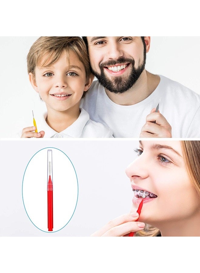 100 Pieces Braces Brush for Cleaner Interdental Brush Toothpick Dental Tooth Flossing Head Oral Dental Hygiene Flosser Toothpick Cleaners Tooth Cleaning Tool (Classic Colors, Assorted Sizes)