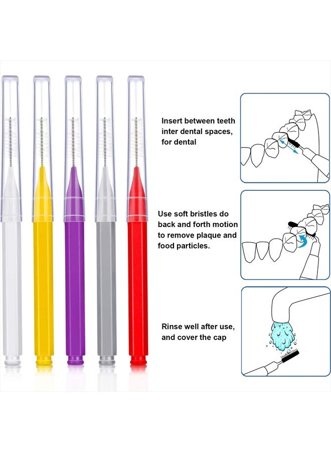 100 Pieces Braces Brush for Cleaner Interdental Brush Toothpick Dental Tooth Flossing Head Oral Dental Hygiene Flosser Toothpick Cleaners Tooth Cleaning Tool (Classic Colors, Assorted Sizes)