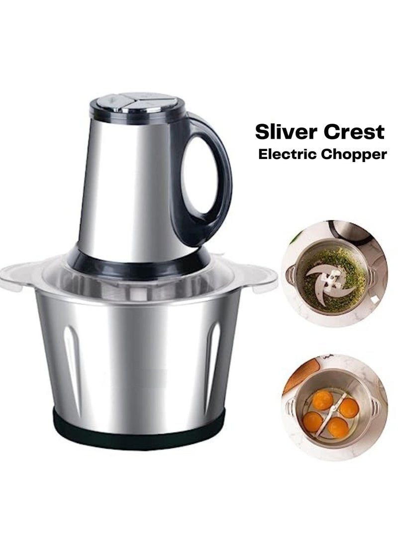 Electric Meat Chopper Machine 3-Liter Capacity 400 Watts motor Silver Crest Chopper 100% Copper