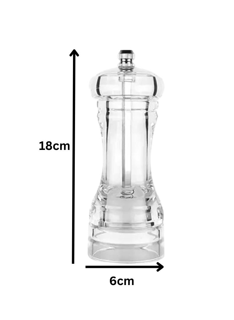 Acrylic Salt and Pepper Mills, Manual Pepper Grinder Set, 18cm x 6cm, Set of 2