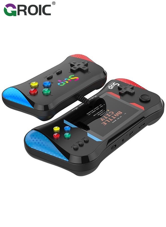 Black Handheld Game Console, 3.5 Inch Screen, Mini Games Console with 500 Classical Games Portable Video Game Consoles, Handheld Gaming Console Support for Connecting TV & Two Players