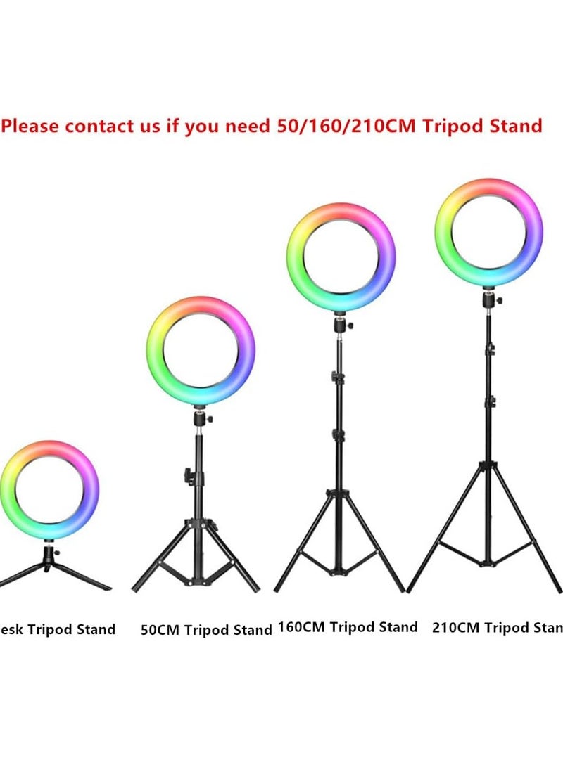 Ring Light with Tripod Stand & Phone Holder |13 inch Selfie LED Ringlight Dimmable Desktop Lamp 40 Colors RGB Tall Circle Light for Camera Makeup Video YouTube TikTok Live Streaming MJ-33