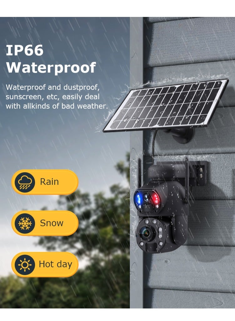 36X Optical Zoom 4G Lte Cellular Security Camera CCTV Camera Dual-Lens 6W Monocrystalline Silicon Solar Panel With 12000MA Built-In Lithium Battery Siren Alarm Color Night Vision,Dual Screen Ip66 Outdoor Waterproof And Rainproof