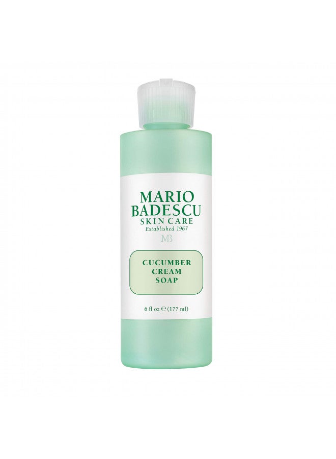 Mario Badescu Cucumber Cream Soap - Gentle, Creamy Facial Cleanser Infused with Vitamins and Minerals - Removes Light Makeup, Oil and Impurities - Face Wash Ideal for Combination or Dry Skin, 6 Fl Oz