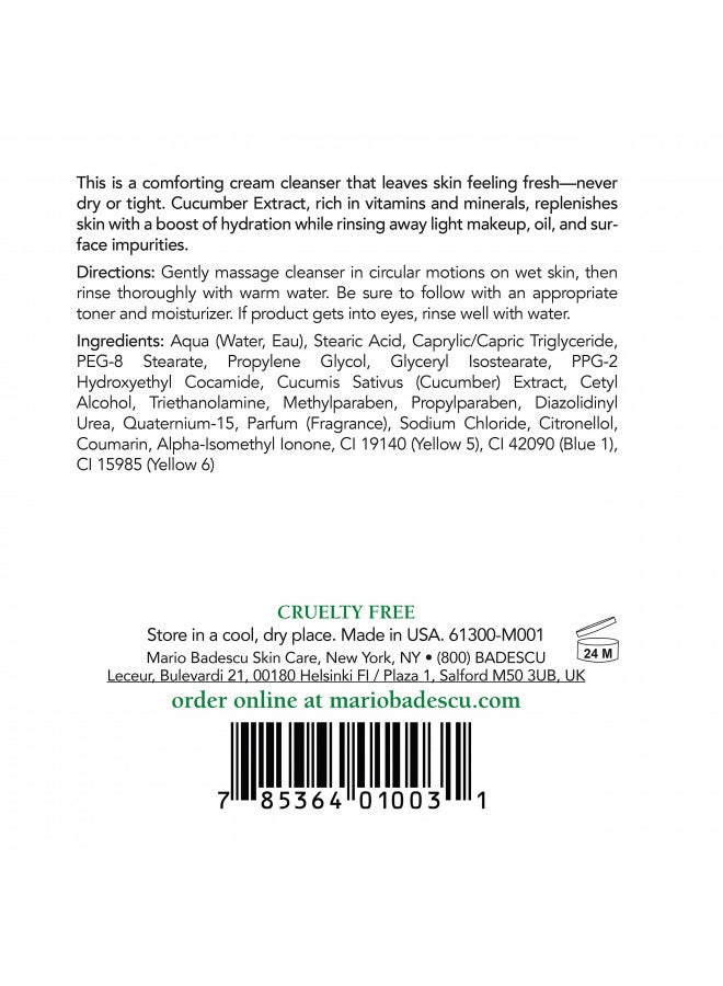 Mario Badescu Cucumber Cream Soap - Gentle, Creamy Facial Cleanser Infused with Vitamins and Minerals - Removes Light Makeup, Oil and Impurities - Face Wash Ideal for Combination or Dry Skin, 6 Fl Oz