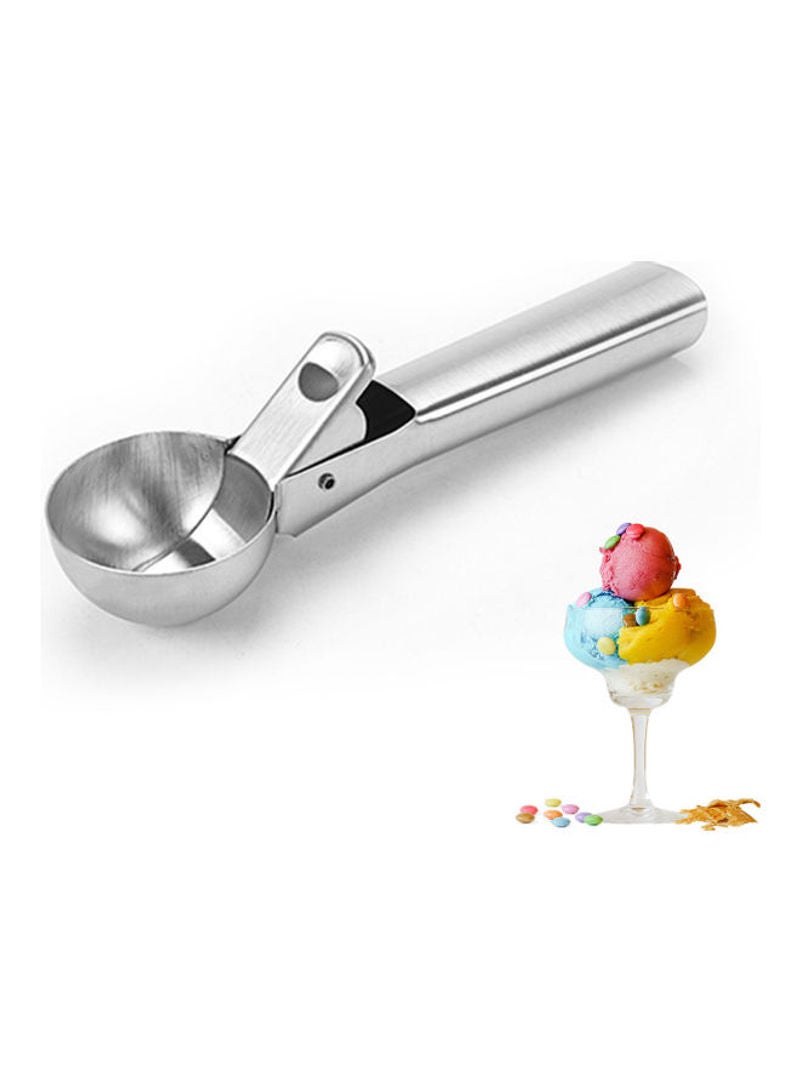 Stainless Steel Ice Cream Scoop With Trigger Release Silver 18.5x4.5x4.5cm