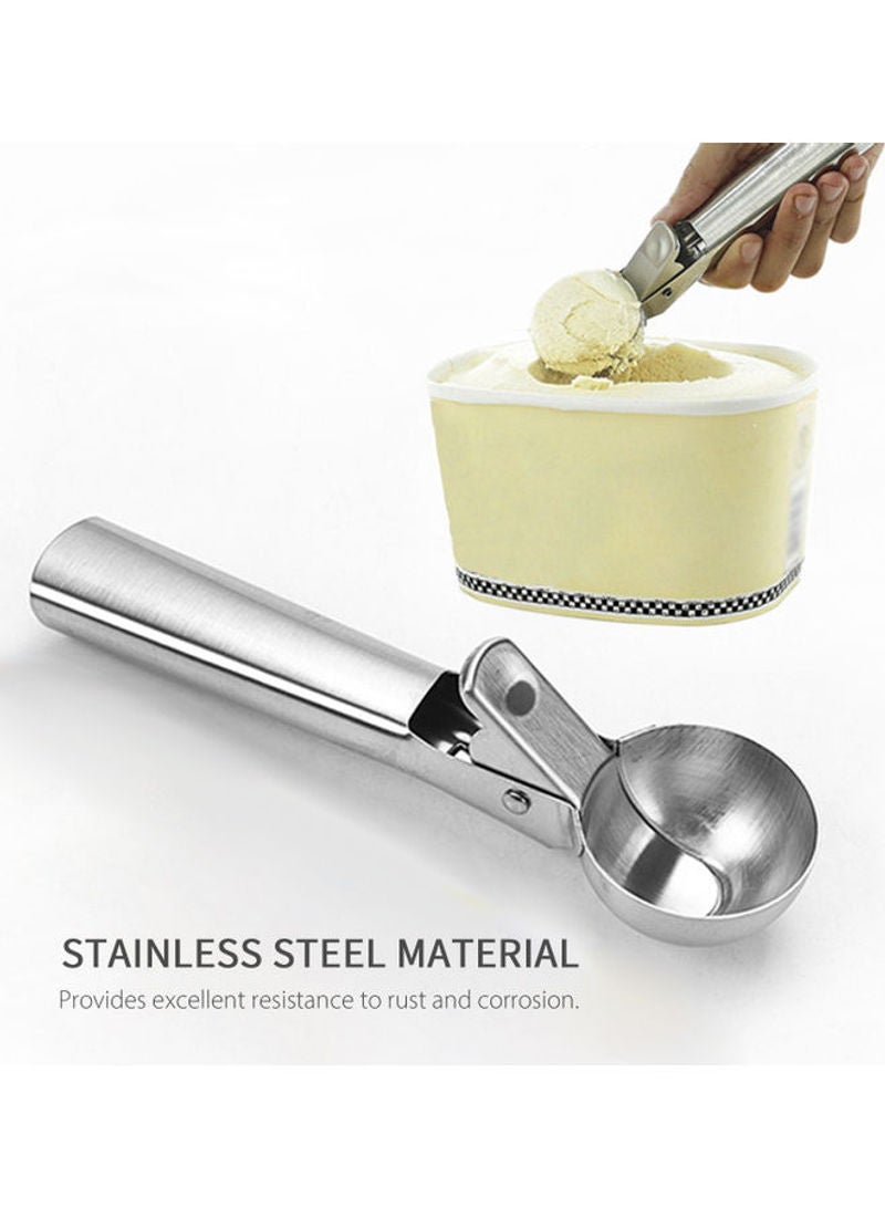 Stainless Steel Ice Cream Scoop With Trigger Release Silver 18.5x4.5x4.5cm