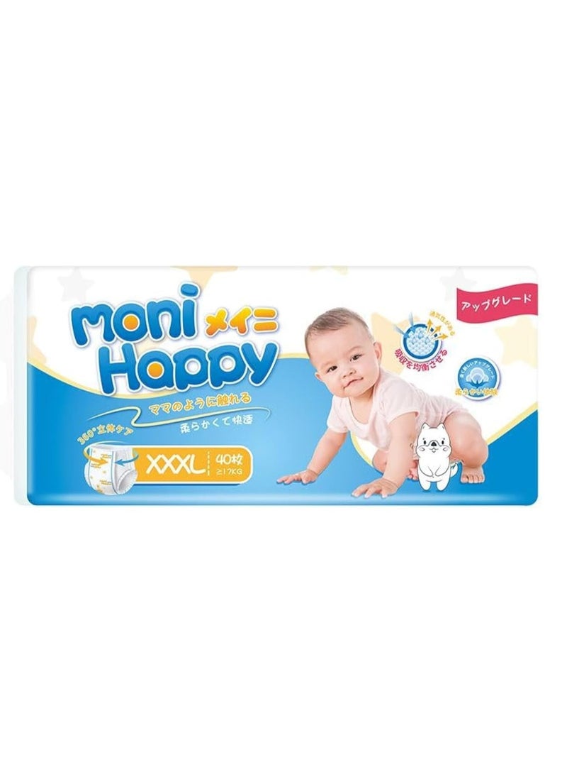 Moni Happy Baby Diaper Pants Super Absorption, Fluffy non-woven fabric, Smart wetness detector, Double-leak guard - XXXL, 18+kg - 40 pcs